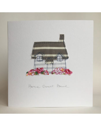 Sarah beaver design freehand machine embroidered greetings card home sweet home
