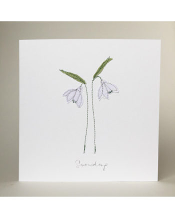 sara hbecvar freehand machine embroidery snowdrop card handmade bespoke free motion embroidered appliqué