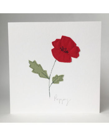 sarah Becvar design freehand embroidered greetings cards poppy flower