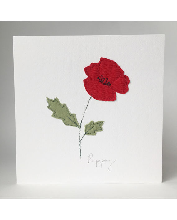 sarah Becvar design freehand embroidered greetings cards poppy flower