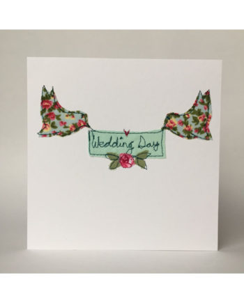 sarah Becvar design freehand embroidered wedding day greetings card birds