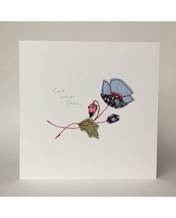 sarah becvar design freehand embroidered greetings cards floral flower get well