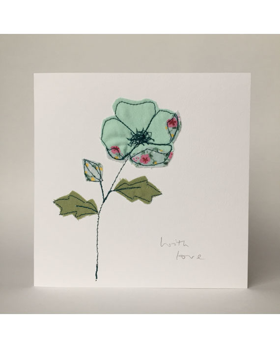 sarah Becvar design embroidered greetings cards floral artwork flower with love