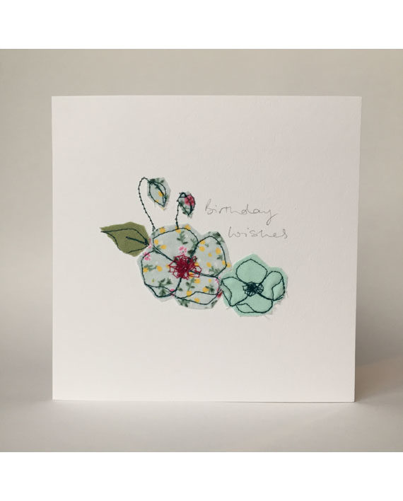 sarah Becvar design freehand embroidered greetings cards flower floral birthday card