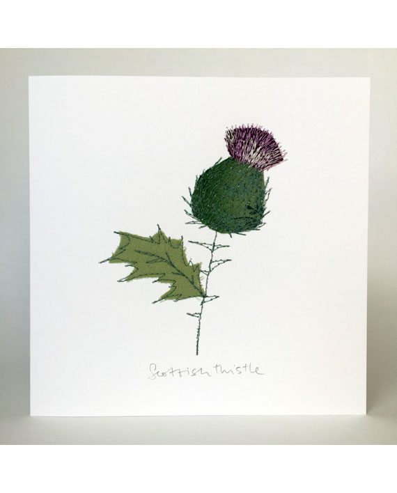 sarah, becvar,design,freehand,freemotion,embroidered,embroidery,greetingscard,thistle, flower,handmade,card