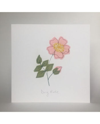 Sarah Becvar design freehand embroidered greetings cards wild rose dog rose flower embroidery bespoke handmade greetings card
