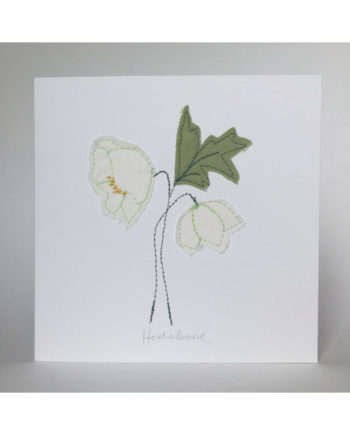 Sarah Becvar freemotion emboidery hellebore flower notecard free motion embroidery textile handmade greetings card