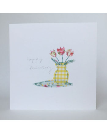 happy anniversary card freehand embroidered handmade card Sarah becvar bespoke