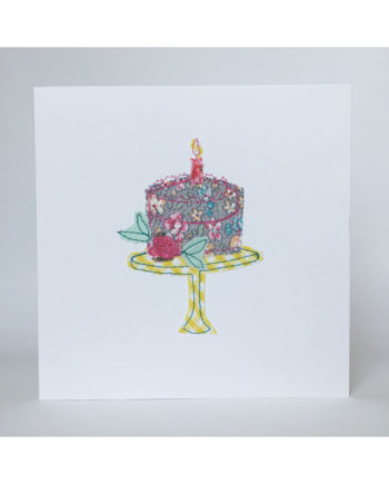 birthday cake card freehand embroidery pretty handmade Sarah becvar bespoke