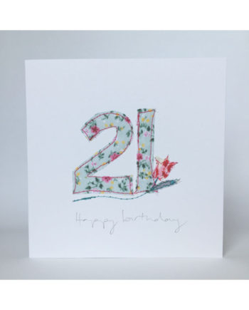 twenty first birthday card hand made embroidered pretty bespoke