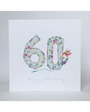 sixtieth birthday card beautiful freehand embroidered card bespoke beautiful Sarah Becvar