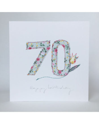 seventieth birthday card freehand embroidered card handmade Sarah Becvar