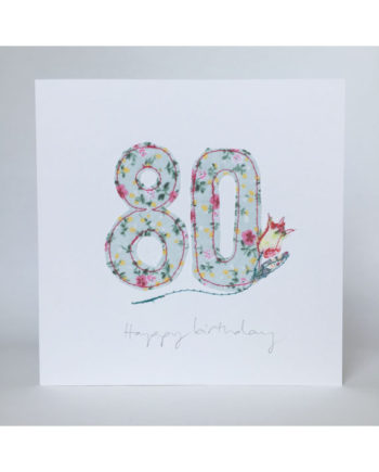 eightieth birthday card freehand embroidered handmade card Sarah Becvar