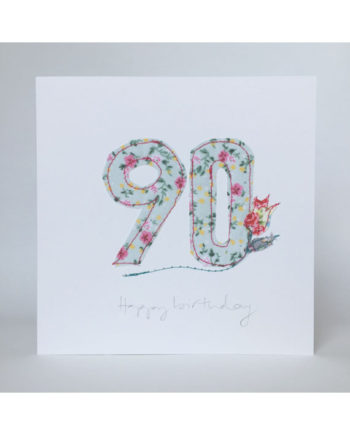 ninetieth birthday card freehand embroidered pretty handmade Sarah Becvar