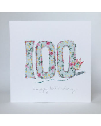 one hundredth birthday card freehand embroidered handmade Sarah Becvar