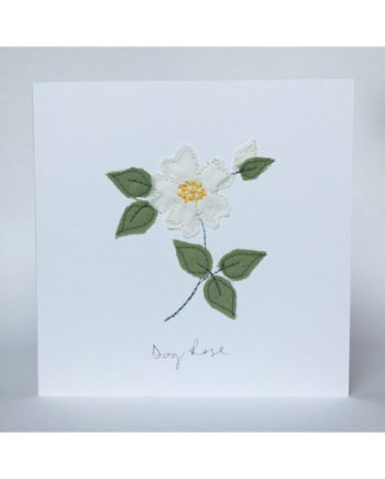 Sarah Becvar handmade freehand embroidered greetings card notecard flower rose bespoke