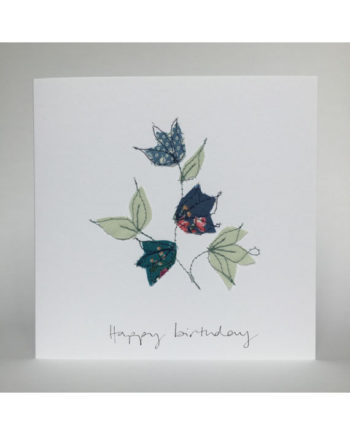 freehand embroidered birthday card handmade bespoke Sarah Becvar apple embroidery