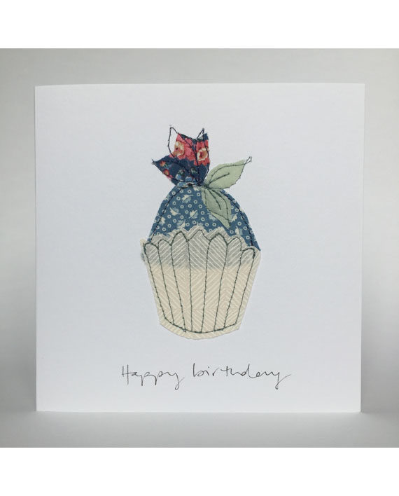 freehand embroidered birthday card handmade bespoke Sarah Becvar