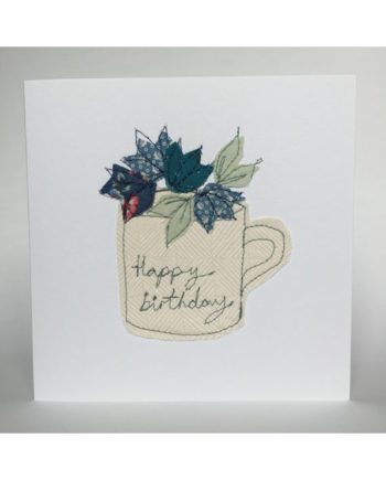 freehand embroidered birthday card handmade Sarah Becvar bespoke beautiful appliqué