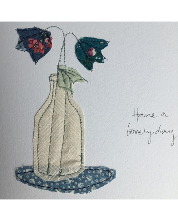 freehand embroidered birthday card handmade Sarah Becvar