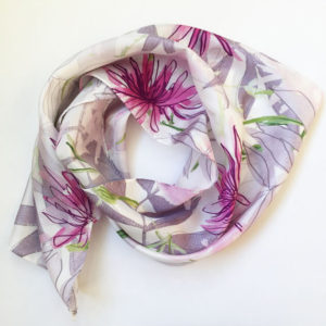 sarah Becvar textile design silk scarf botanical print