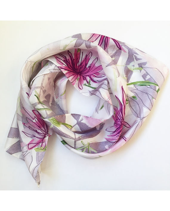 sarah Becvar textile design silk scarf botanical print