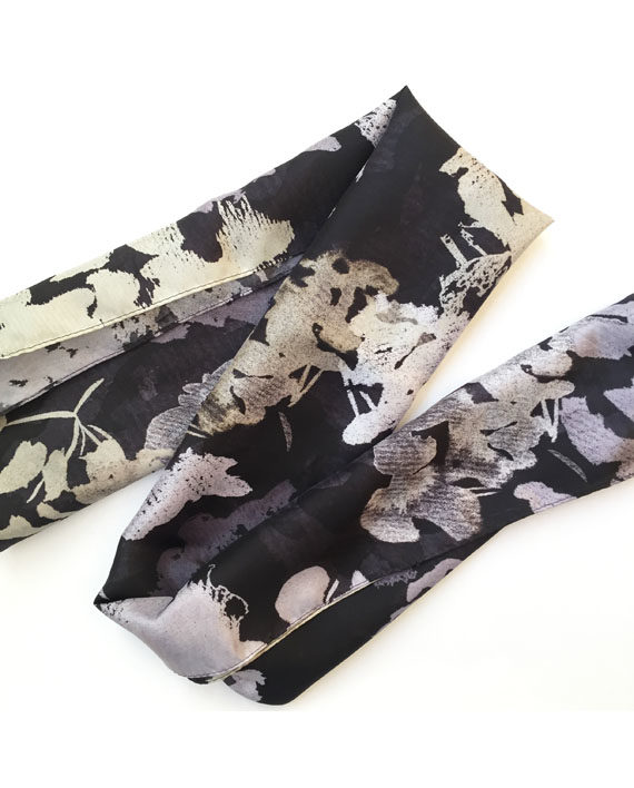 sarah Becvar textile design printed silk scarf botanical print