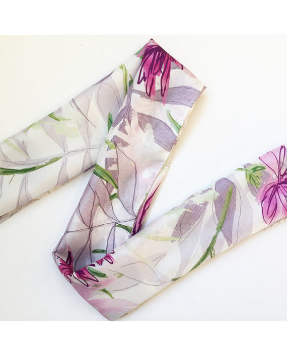 sarah Becvar textile design silk scarf botanical print