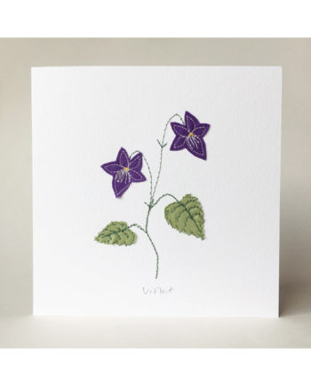 sarah Becvar design freehand machine embroidered greeting card flower violet bespoke handmade violets
