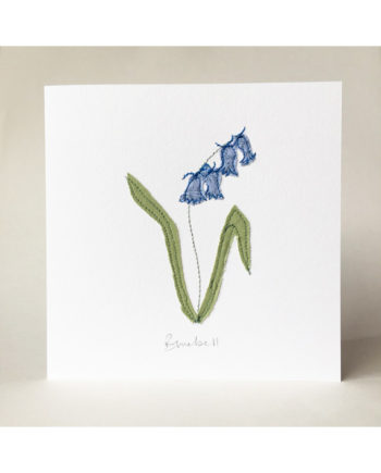 sarah Becvar freehand machine embroidered card handmade flower bluebell notecard handmade bespoke embroidery