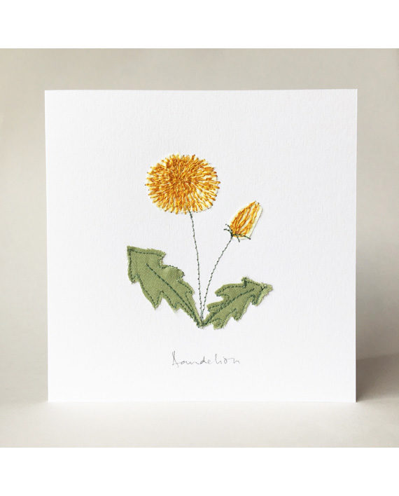 sarah Becvar freehand machine embroidered notecard dandelion handmade flower embroidery bespoke dandelion