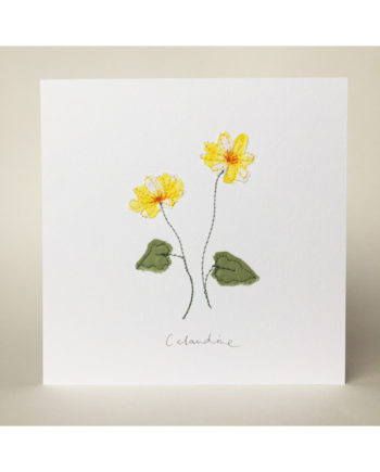 Sarah Becvar freehand embroidery notecard floral Celandine handmade freemotion embroidery bespoke card