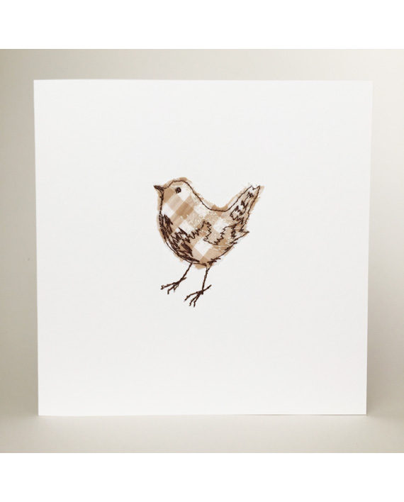 sarah Becvar freehand embroidered textile art greetings card bird design appliqué embroidery handmade