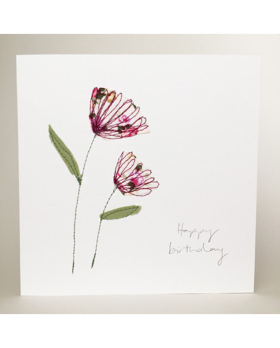 sarah Becvar textile art freehand embroidery greetings cards handmade embroidered bespoke flowers appliqué
