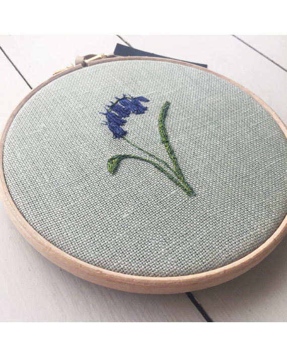 Sarah Becvar embroidery artist textile designer free motion embroidery stitched hoop art bluebell flower art