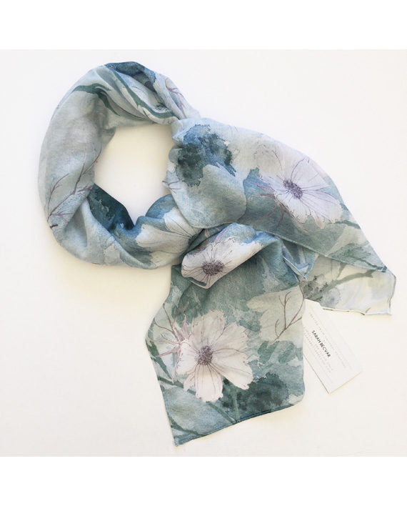 sarah Becvar textile designer surface pattern British design floral print cosmos flower scarf accessorise floral design