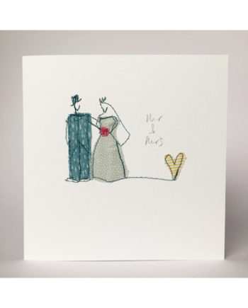 Sarah Becvar design wedding day greetings card freehand embroidered handmade bespoke textile design
