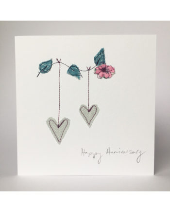 Sarah Becvar design freehand embroidered anniversary greetings card free motion embroidery handmade bespoke textile artist