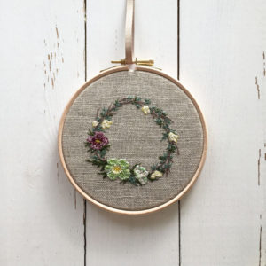 Sarah Becvar textile artist embroidered flower hoop