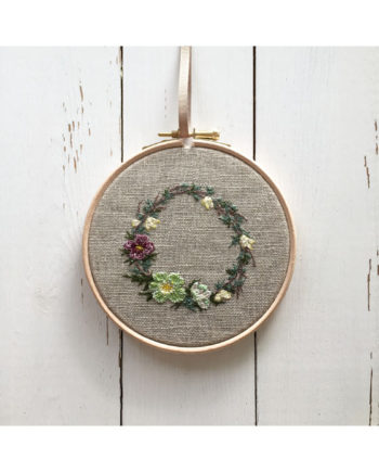 Sarah Becvar textile artist embroidered flower hoop