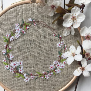 Sarah Becvar embroidered blossom hoop