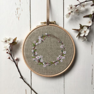 Sarah Becvar spring embroidered blossom hoop