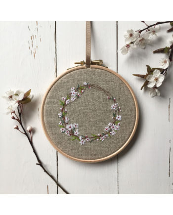 Sarah Becvar spring embroidered blossom hoop