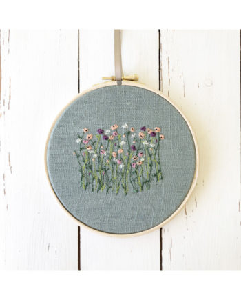 Sarah Becvar design mixed meadow floral embroidered hoop