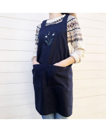 linen cross back apron embroidery Sarah Becvar