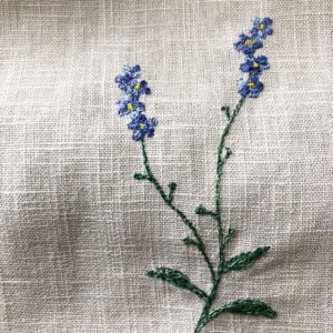 Linen Cross Back Apron - Pale Stone - Forget Me Nots - Image 2