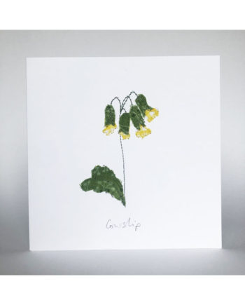 freehand embroidered cowslip notecard by Sarah Becvar