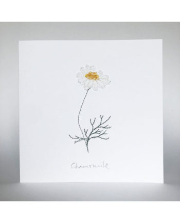 chamomile embroidered onto notecard by Sarah Becvar