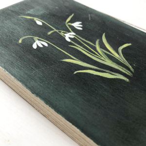 original painting by Sarah Becvar of snowdrops