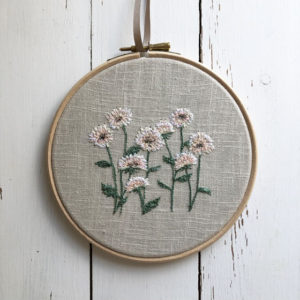 Sarah Becvar freehand machine embroidered floral dahlia hoop